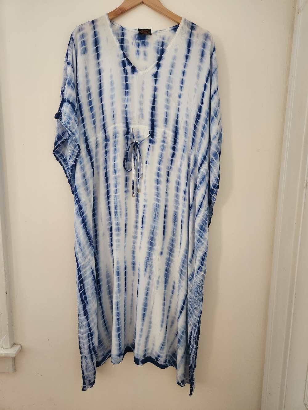 Rima Beachworld Blue White Tie Dye Kaftan Cover Up One Size